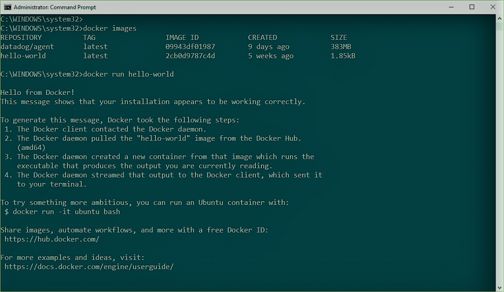 hello world with docker