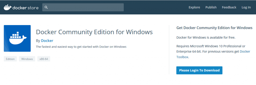 Download Docker for Windows from Docker Store