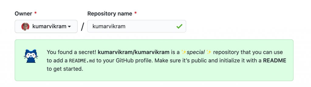 Create repository for GitHub profile